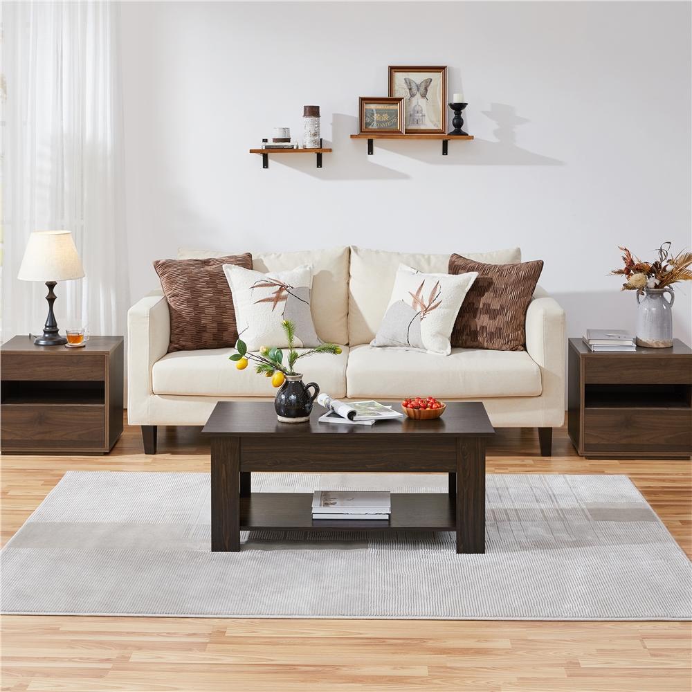 Costoffs Lift-Top Coffee Table for Living Room with Lower Shelf and Lift-Top Surface