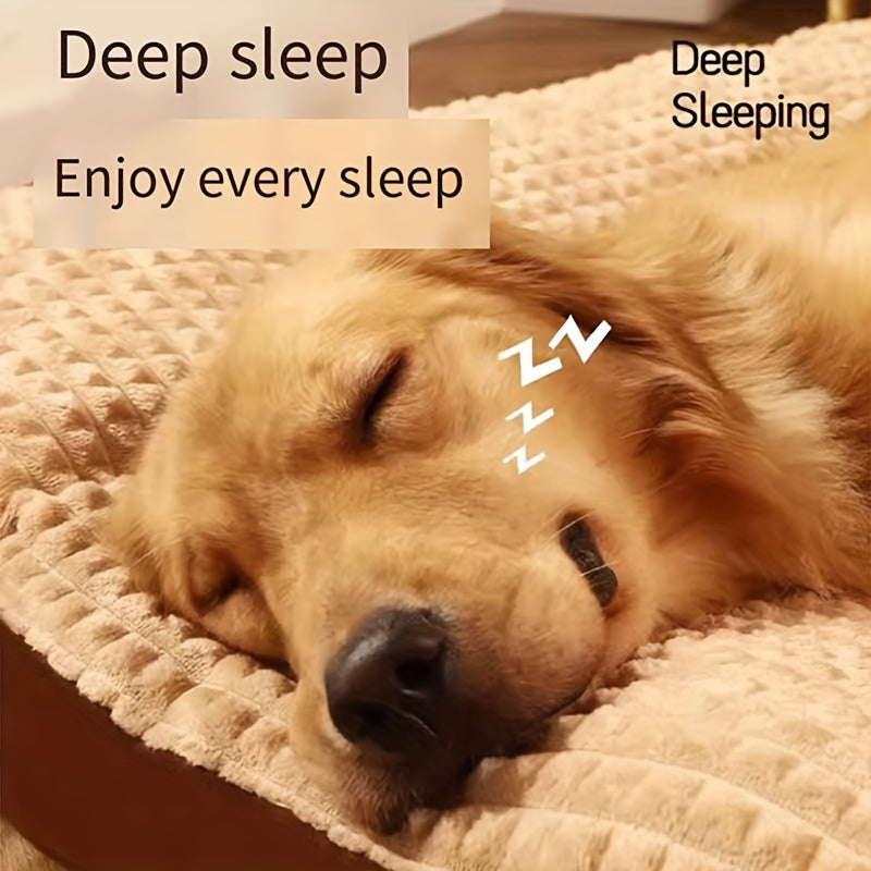 Large Dog Bed, Rectangular Polyester Fiber Dog Mat with Green Edges - Soft, Warm, Washable Pet Sofa for All Seasons, Ideal for Medium to Large Breeds, Winter Sleeping Mat|Rectangular Dog Bed|Soft Texture Mat, Dog Beds