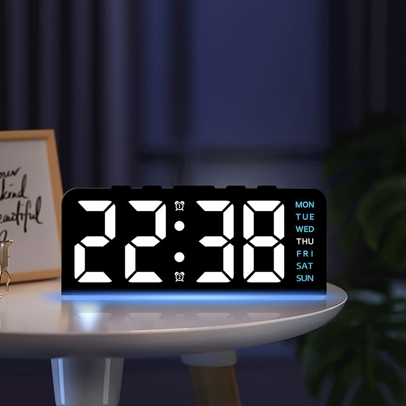 Modern LED Digital Alarm Clock - Silent Non-Ticking Bedside Clock with USB Power, Large Display, for Home, Office, Kids Room - Minimalist Bedroom Decor, Alarm Clocks for Bedrooms, Sleek Design, Plastic Construction