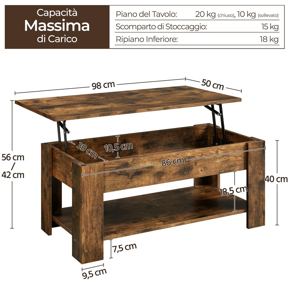 Costoffs Lift-Top Coffee Table for Living Room with Lower Shelf and Lift-Top Surface