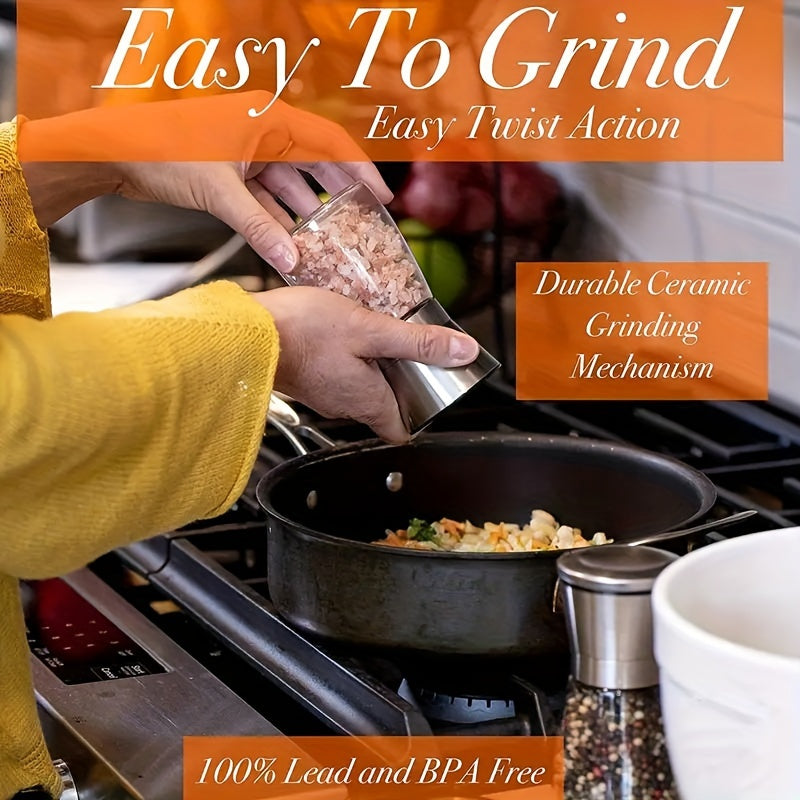 Stainless Steel Manual Pepper & Sea Salt Grinder - Reusable Spice Crusher for BBQ, Picnic, Camping | Perfect Kitchen Gadget & Mother's Day Gift