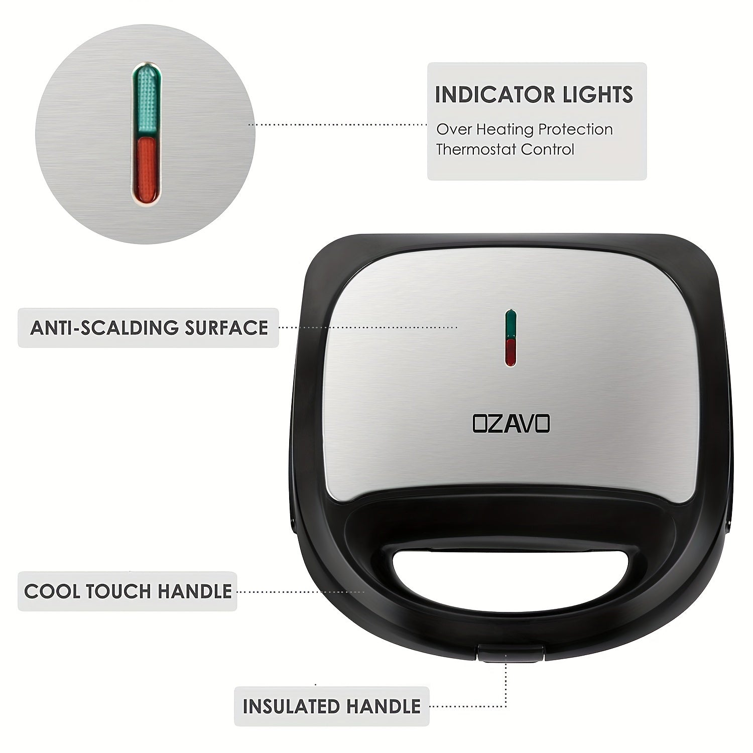 Sandwich Maker 3 in 1, Waffles, Panini Toaster, 3 Removable Grill Plates, Table Grill for Toast, Waffles, Meat, Black, 750W